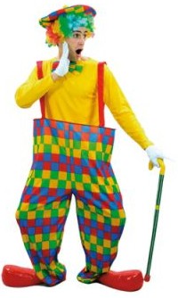 Mens Clown Ensemble - Hooped Trousers, Hat and Bow