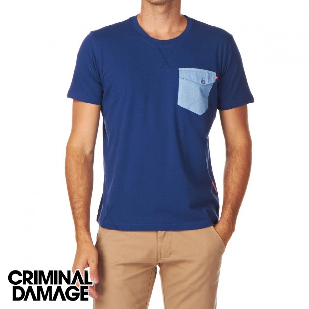Mens Criminal Damage Hero T-Shirt - Navy