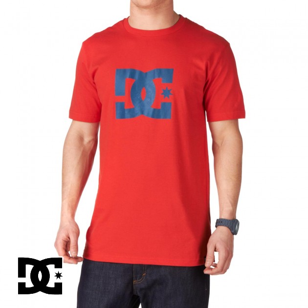 Mens DC Star T-Shirt - Athletic Red/Dark Denim