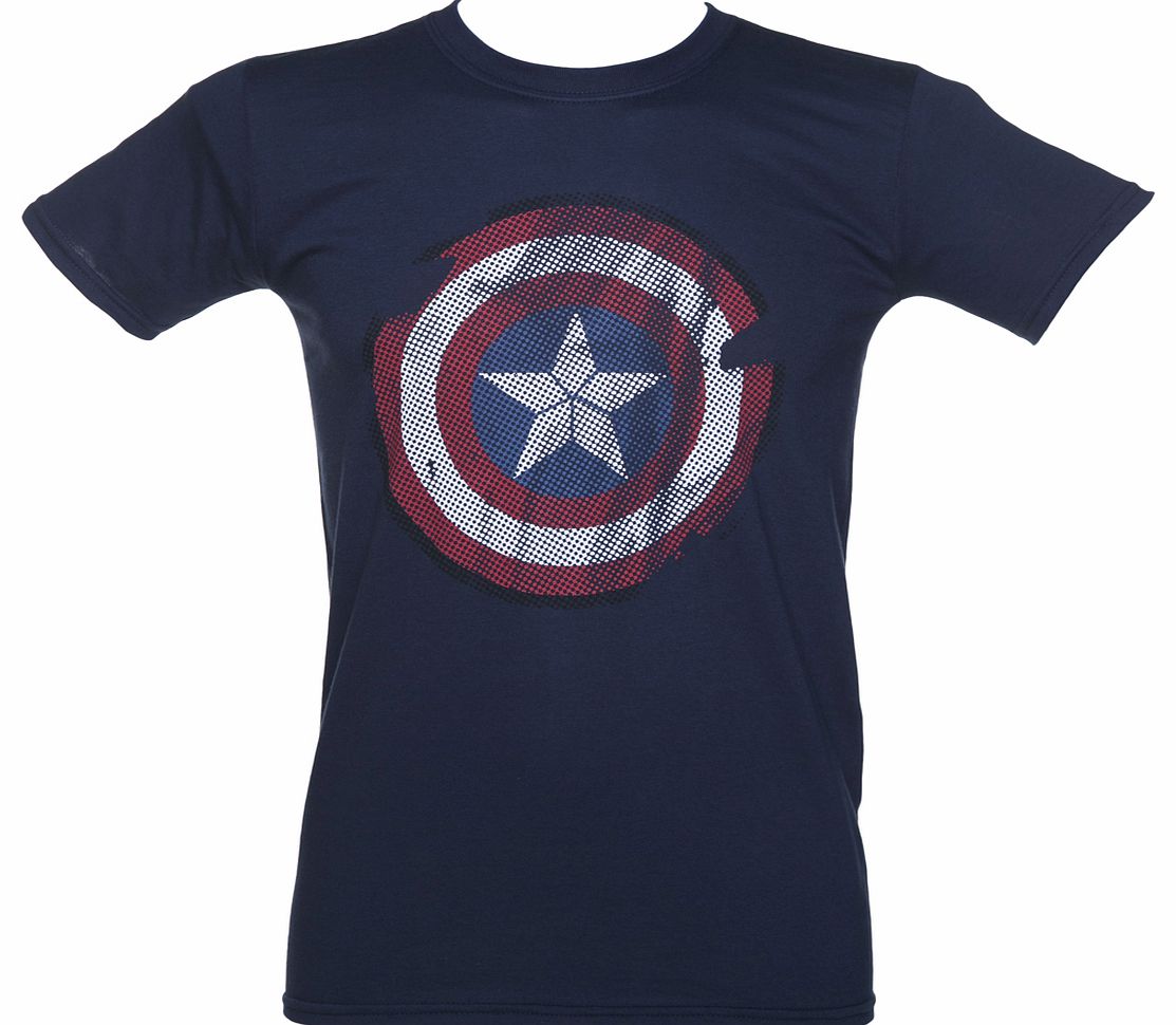 Mens Distressed Captain America Shield T-Shirt
