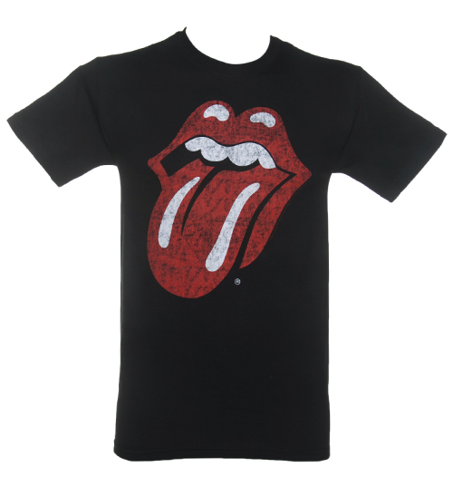 Mens Distressed Rolling Stones Tongue T-Shirt