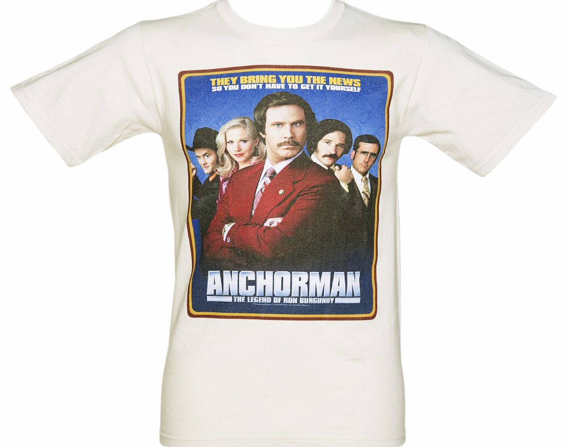 Mens Ecru Classic Poster Anchorman T-Shirt