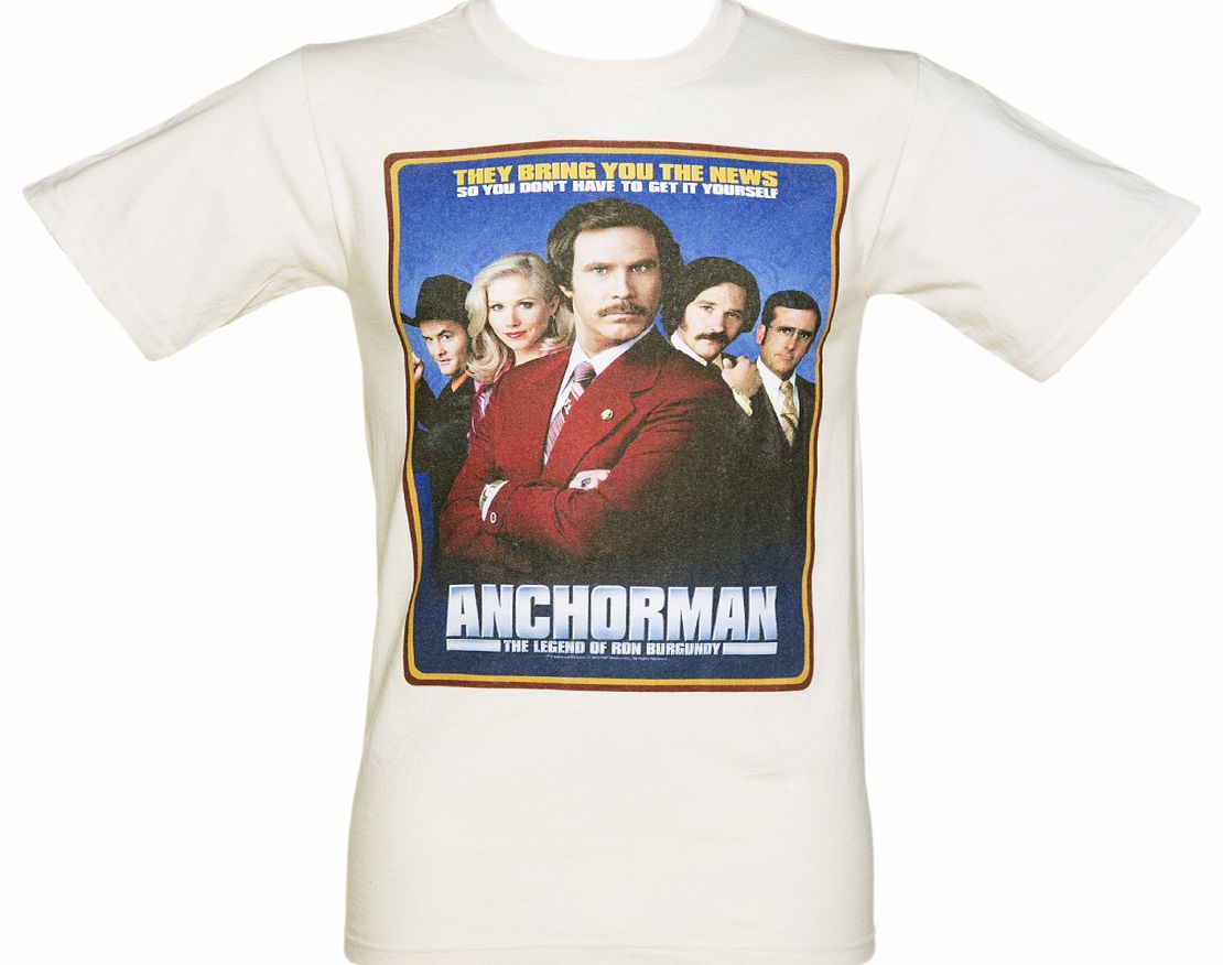 Mens Ecru Classic Poster Anchorman T-Shirt