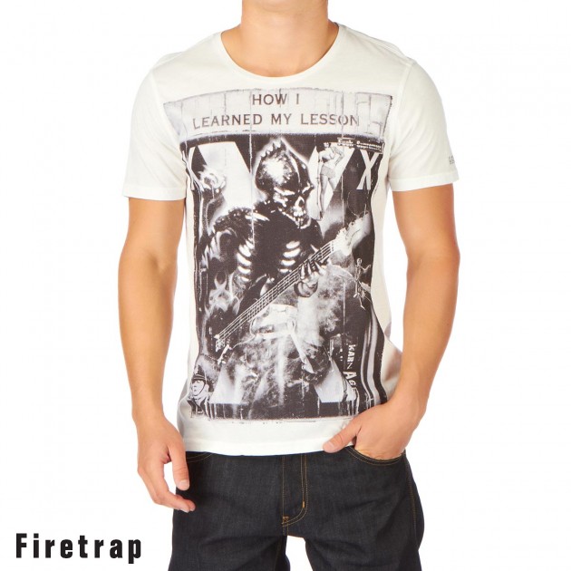 Mens Firetrap XXX Rock T-Shirt - Bonewhite