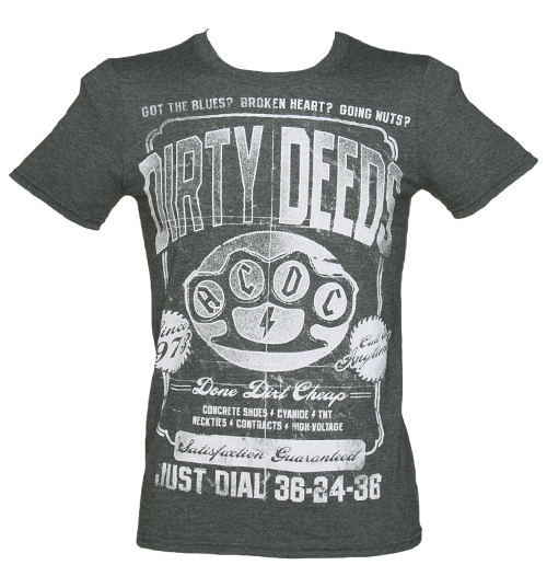 Mens Grey Marl AC/DC Dirty Deeds T-Shirt