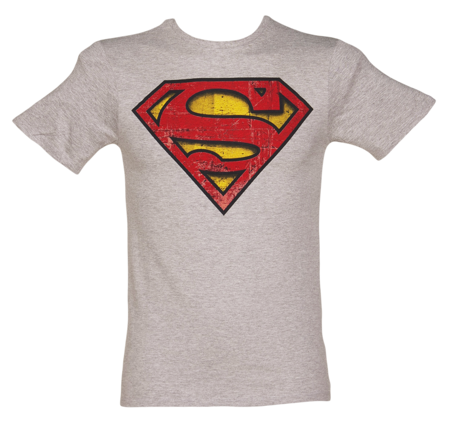 Mens Grey Marl Distressed Superman Logo T-Shirt