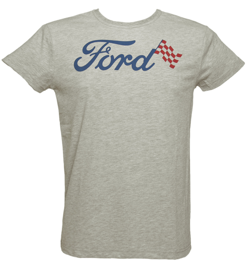 Mens Grey Marl Ford Racing Flag T-Shirt