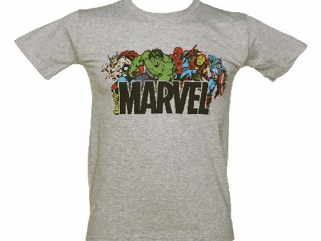 Mens Grey Marl Marvel Comics Logo And