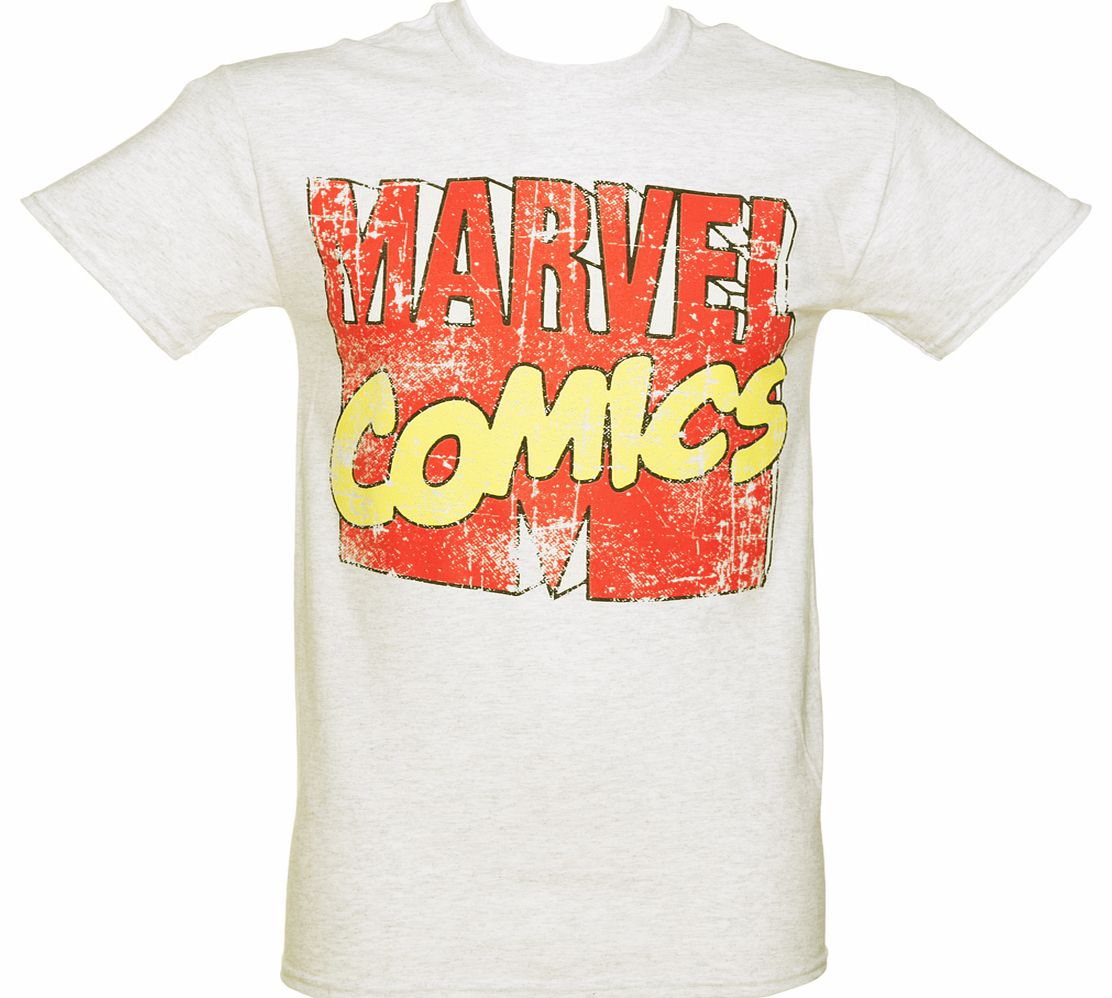 Grey Marl Marvel Comics Logo T-Shirt