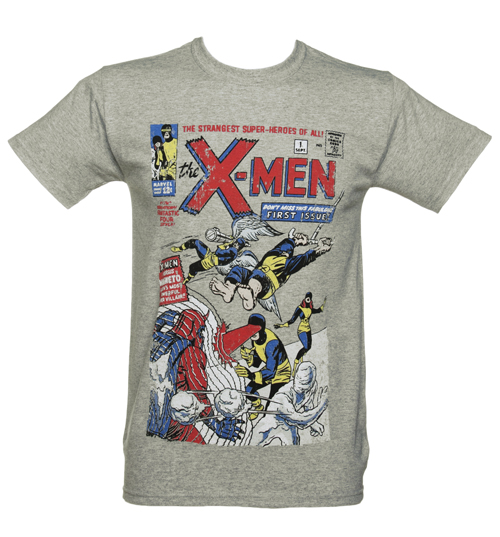 Mens Grey Marl X-Men Distressed Vintage