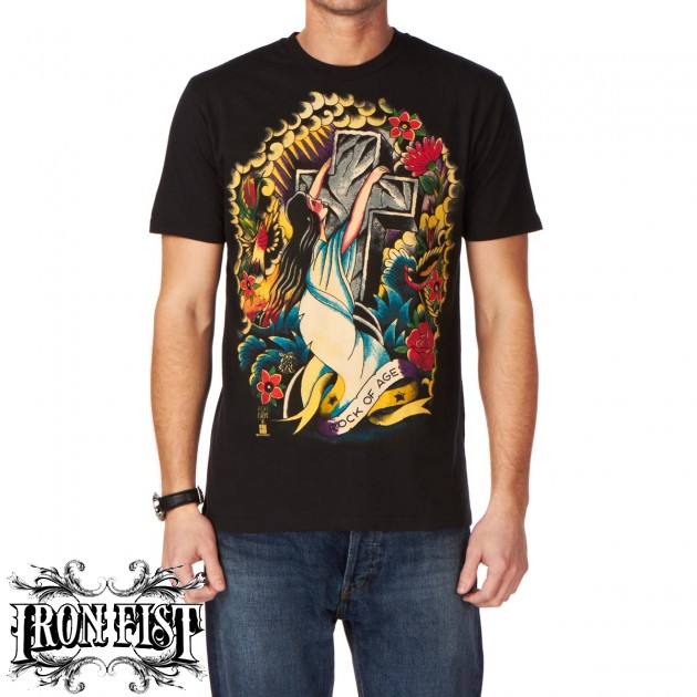 Mens Iron Fist Rock Of Ages T-Shirt - Black
