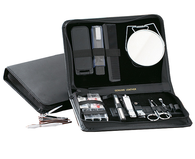 Leather Manicure Set Black