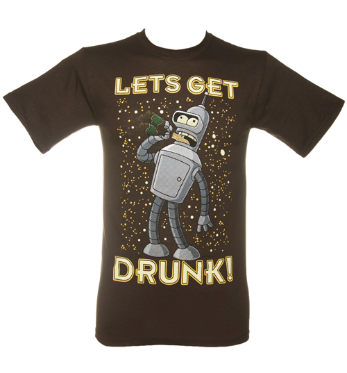 Mens Lets Get Drunk Futurama Bender T-Shirt