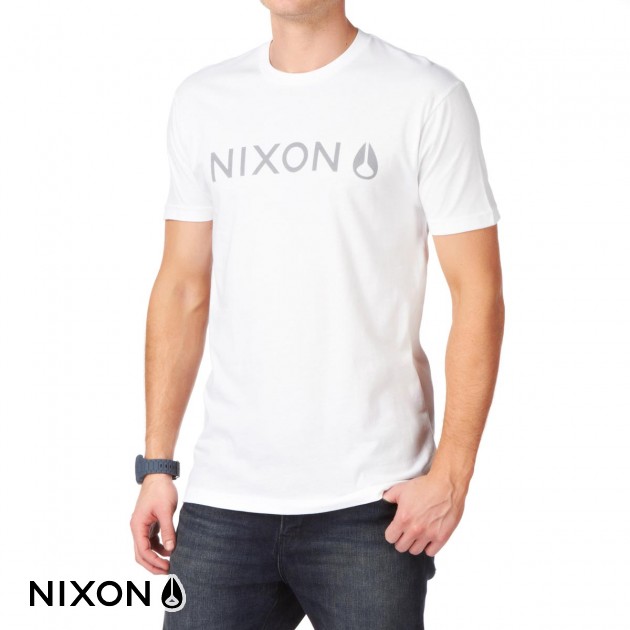Mens Nixon Basis T-Shirt - White/Grey