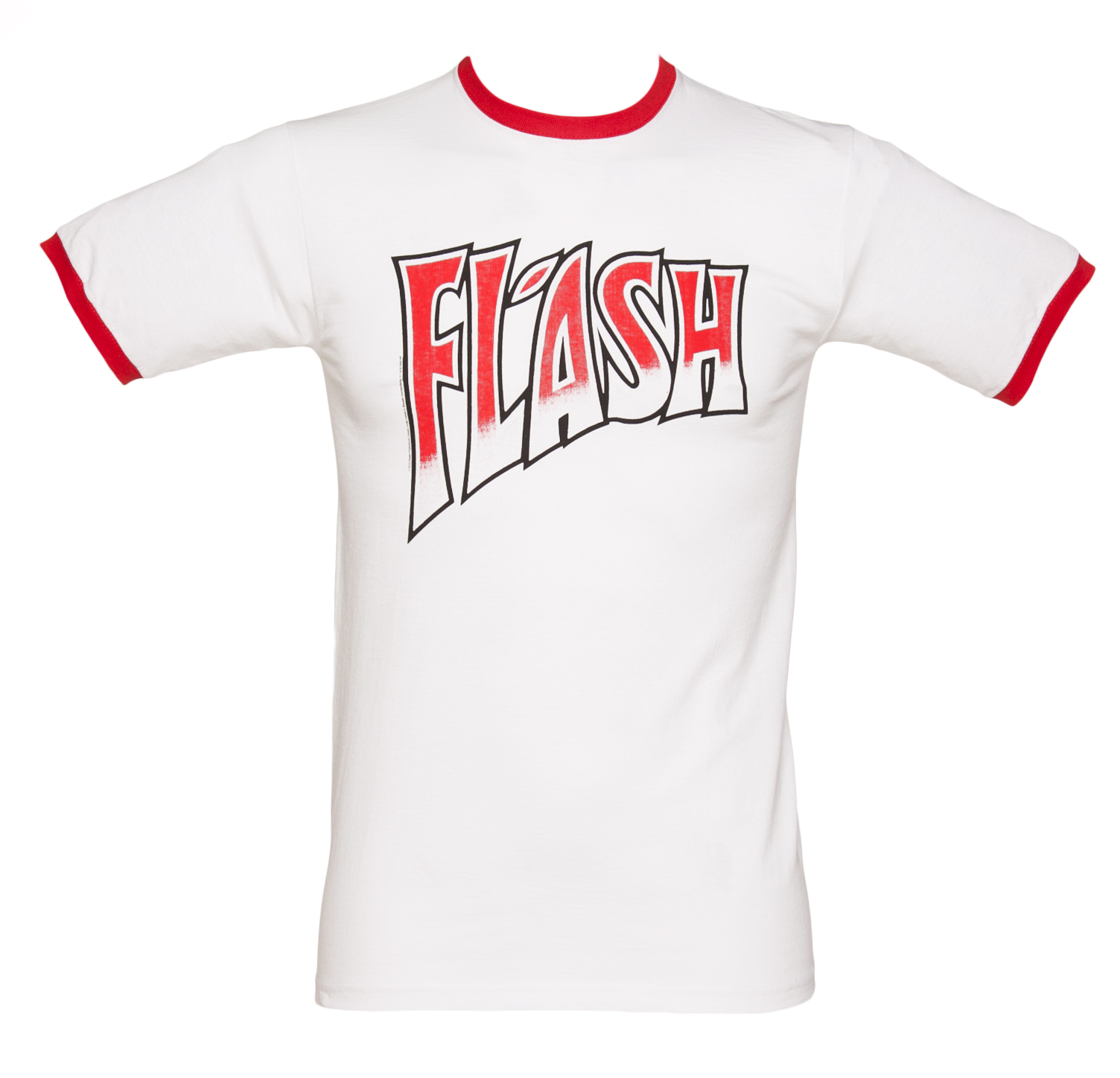 Mens Queen Flash White And Red Ringer T-Shirt