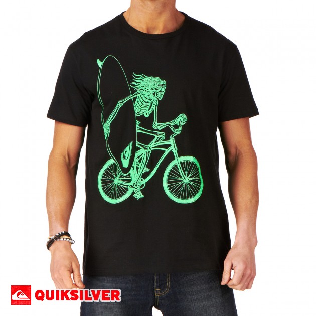Mens Quiksilver Bike Bones T-Shirt - Black