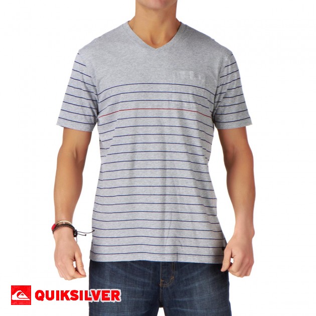 Mens Quiksilver Miami Five T-Shirt - Light Grey