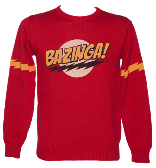 Mens Red Bazinga Big Bang Theory Jumper