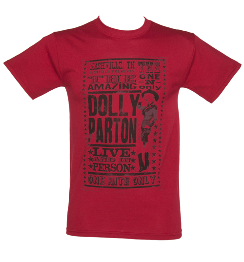 Mens Red Dolly Parton Poster T-Shirt