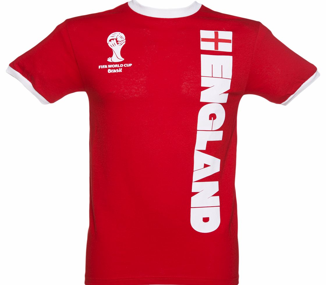 Mens Red FIFA World Cup England Ringer T-Shirt
