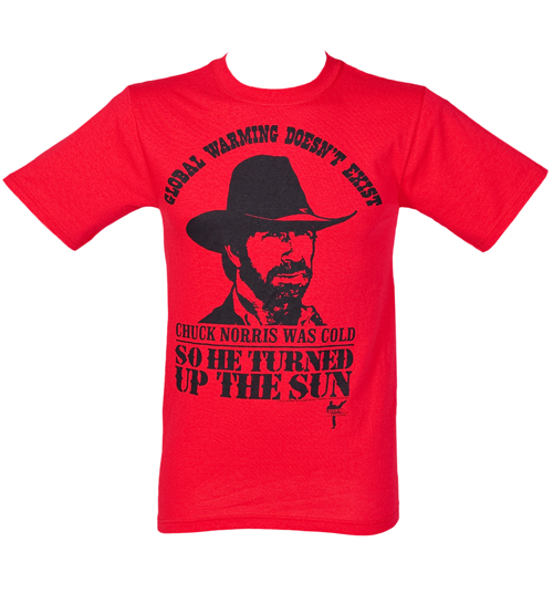 Mens Red Global Warming Chuck Norris T-Shirt
