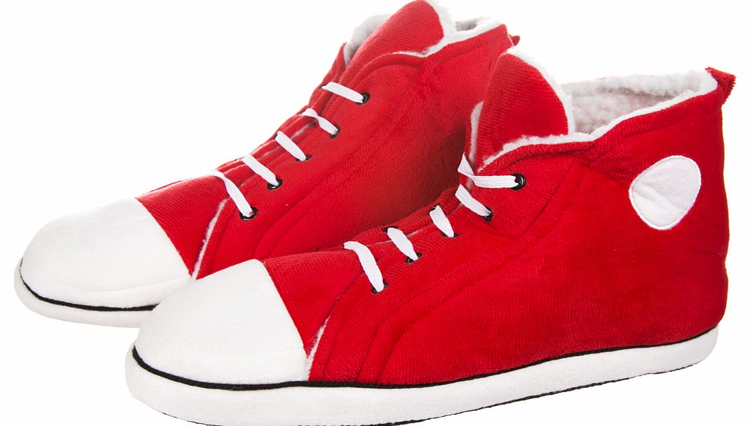 Mens Red Hi-Top Trainer Slippers