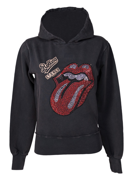 Mens Rolling Stones Diamante Tongue Hoodie
