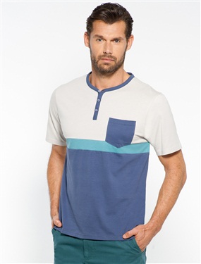 Mens Short-Sleeved Grandad-Style T-shirt