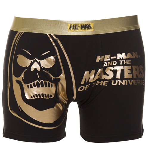 Mens Skeletor Gold Foil Print He-Man Boxer