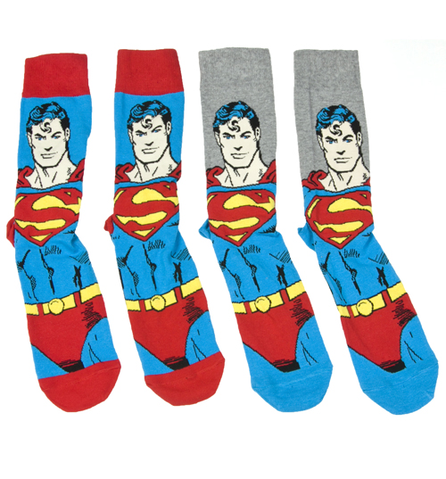 Mens Superman Figure 2pk Socks