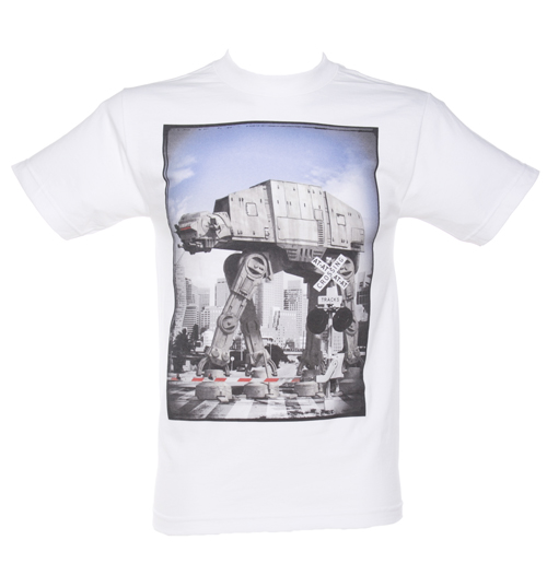 Mens White AT-AT Crossing Star Wars T-Shirt