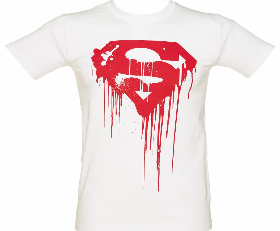 Mens White DC Comics Superman Dripping Logo