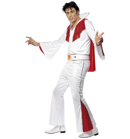 Mens White Elvis Fancy Dress Costume