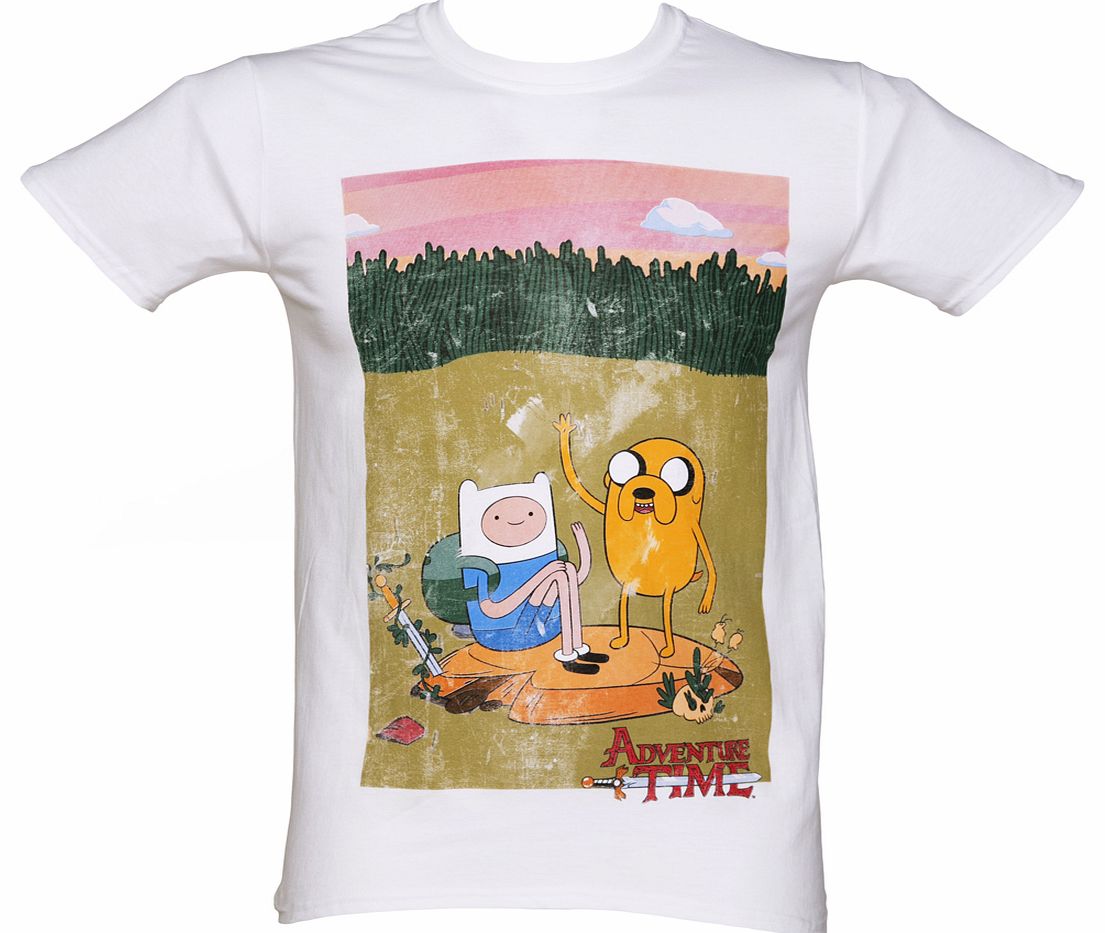 Mens White Finn And Jake Adventure Time T-Shirt