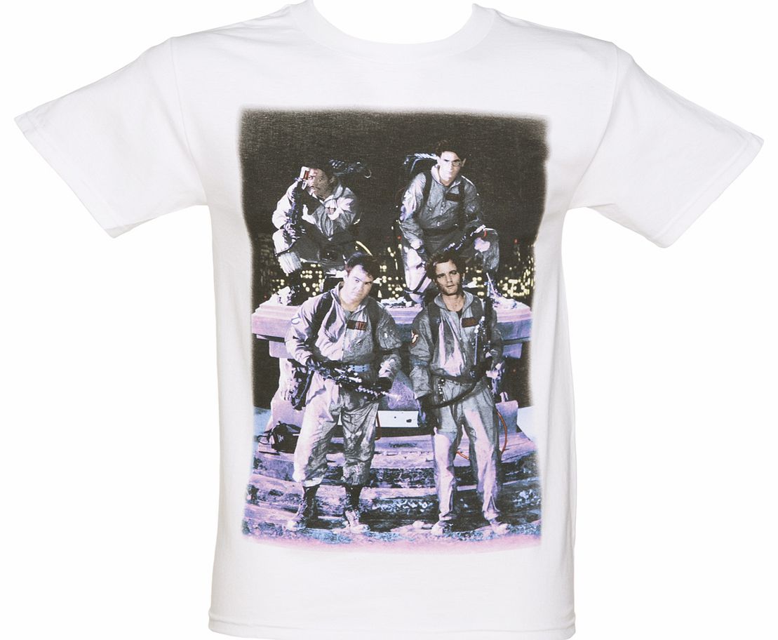 Mens White Ghostbusters Group Photo T-Shirt