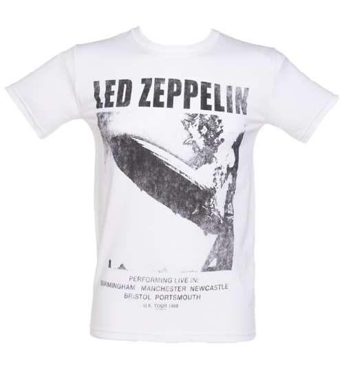 Mens White Led Zeppelin UK Tour 69