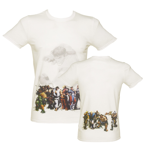 Mens White Line Up Back Print Street