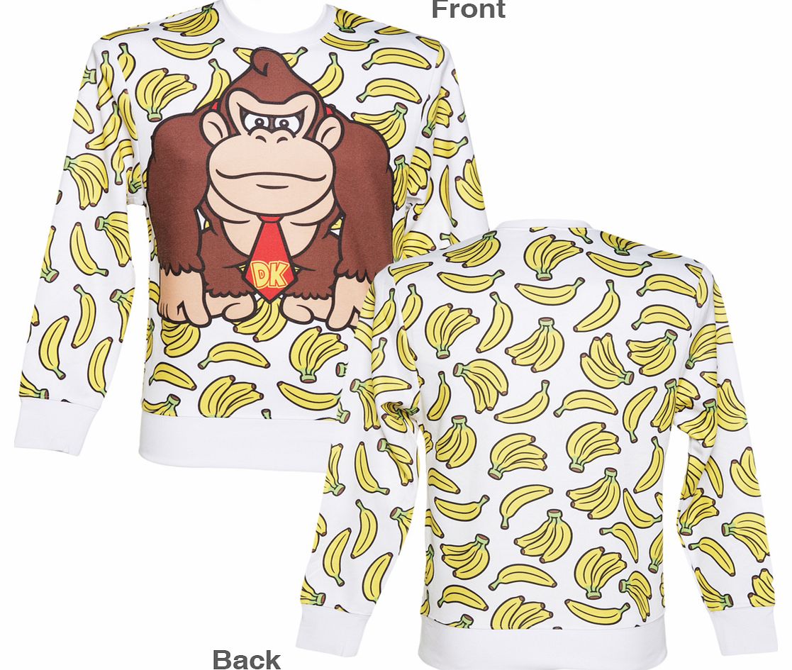 Mens White Nintendo Donkey Kong Bananas Sweater