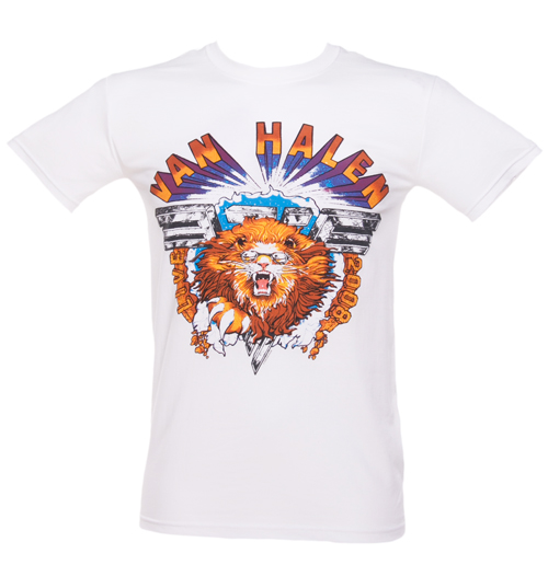 Mens White Van Halen Lion T-Shirt