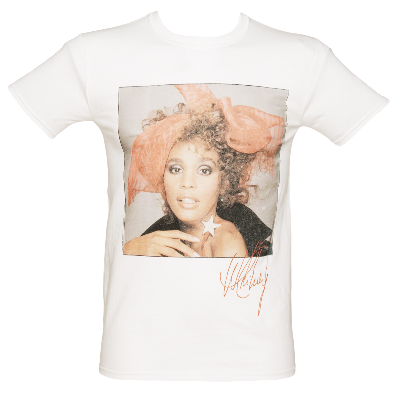 Mens Whitney Houston Red Scarf T-Shirt
