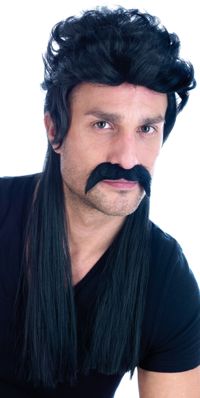 Mens Wig - Mullet Black