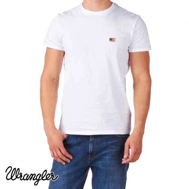 Mens Wrangler Flag T-Shirt - White