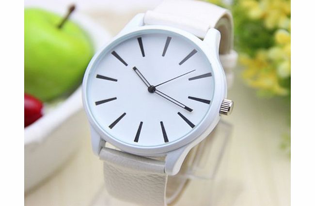 Menu Life 6 colors New Fashion Leather Watch For Ladies Women Dress Watch Quartz Watches (White)