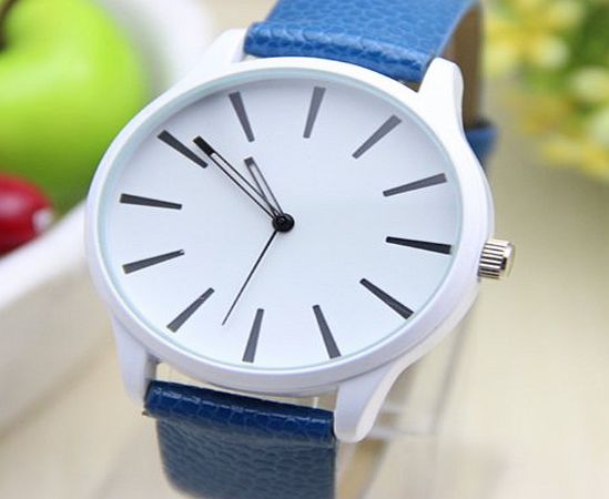 Menu Life 8 colors New Fashion Leather Watch For Ladies Women Dress Watch Quartz Watches (Blue)