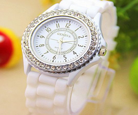 Menu Life Diamond Shining Colored Butterfly Woman Watch Dress Watch PU leather (White)