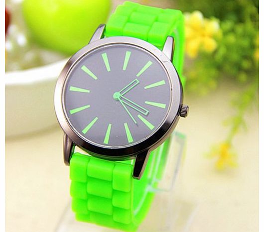 Ladies Watch Classic Gel Crystal Silicone Jelly watch (Green)