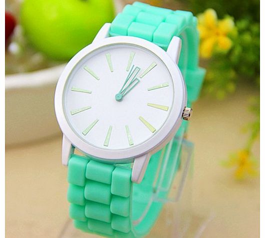 Menu Life Ladies Watch Classic Gel Crystal Silicone Jelly watch (Mint green)