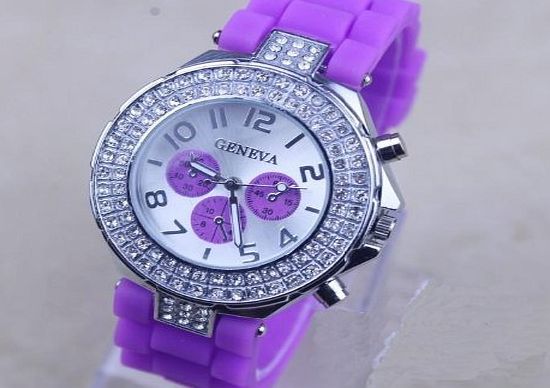 Menu Life New Fashion 12 colors Ladies brand GENEVA Watch Classic Gel Crystal Silicone Jelly watch (Black)