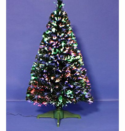 Mercer Leisure 6ft Green Indoor Pre-Lighted Artificial Spectrum Fibre Optic Christmas Tree