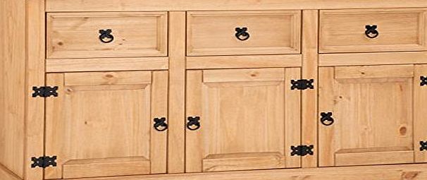 Mercers Furniture Corona 3-Door 3-Drawer Sideboard, Wood, Antique Pine, Large